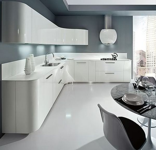 grey white gloss kitchen
