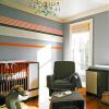 orange stripe modern nursery baby room