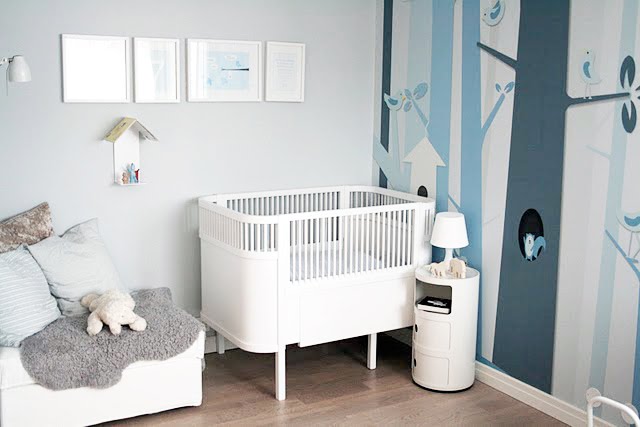 grey gray blue modern nursery