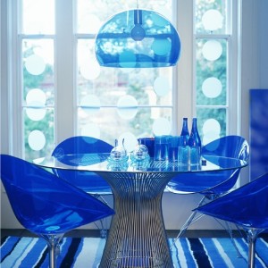 quirky blue perspex dining room glass table