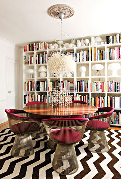 quirky dining room zigzag stripe rug carpet home library