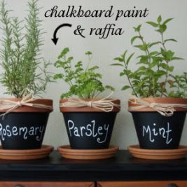 chalkboard clay pot kitchen herb garden design