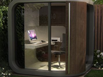 Curved garden room pod modern outside home office