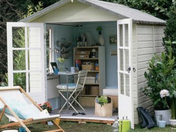 Converted potting shed outside home office